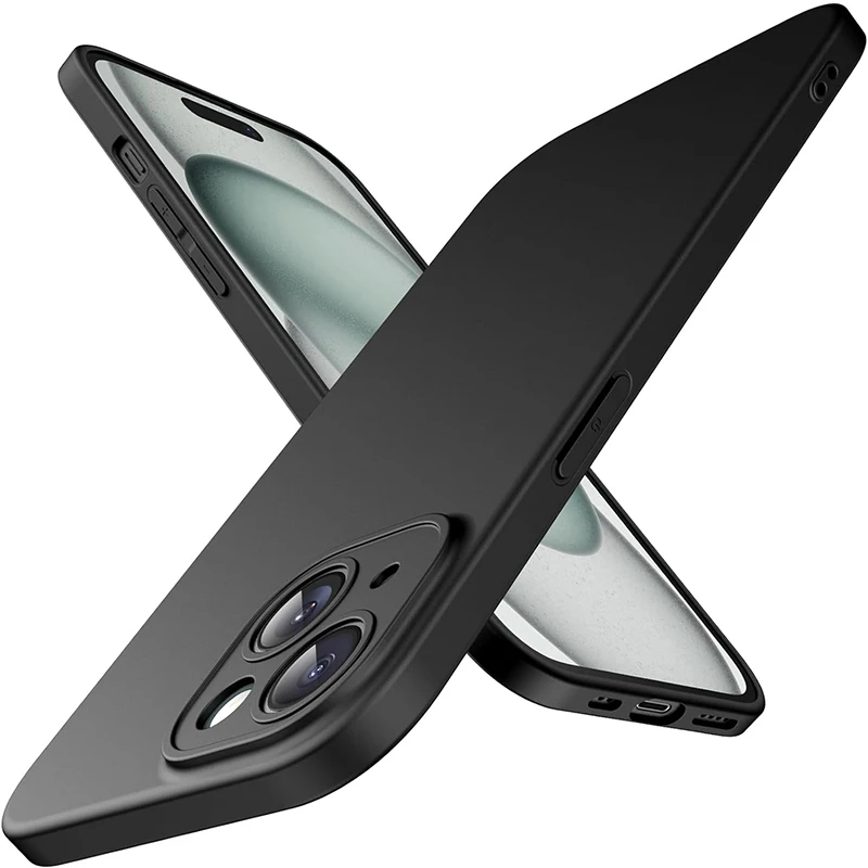 Matte Silikon-Softcover für iPhone 16 15 14 Plus 13 Mini Pro Max SE 2022 2020 Einfarbig Schwarz Schlanke Hülle – Detail 6