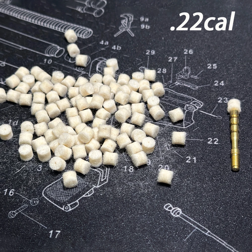 .22cal.30cal 9mm 100 stücke Wollfilz Polieren Pad Mopp Mit Loch Speer Spitzen Carbon Reinigung Pinsel Jagd Gun reinigung Kit