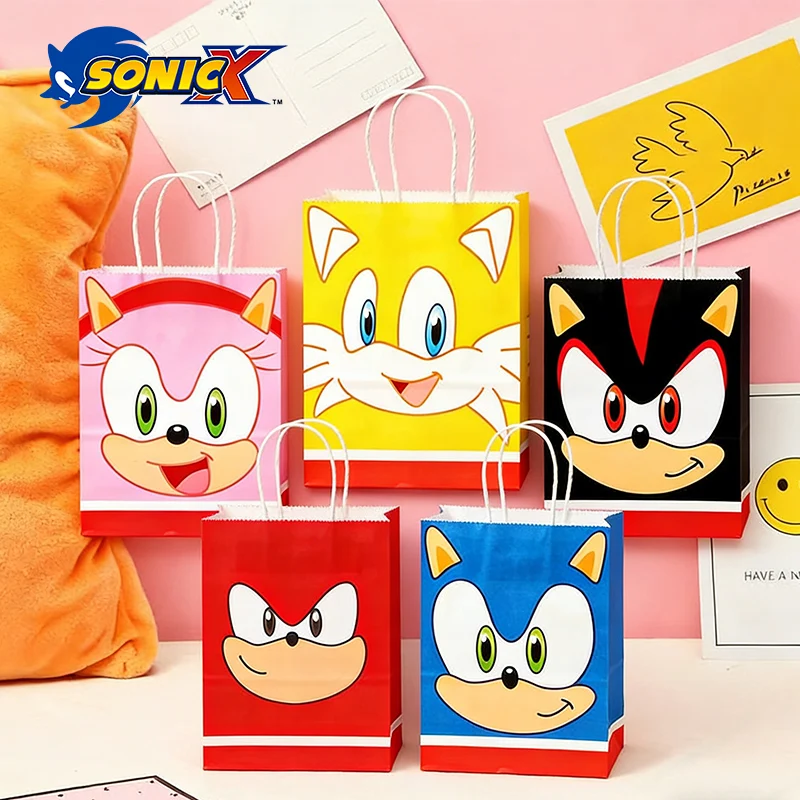 

Sonics Gift Bag Anime Cartoon Paper Bags Cute Handbag Party Candy Bag Boys Girl Birthday Party Gift Pouch Creative Bags Hot Sell