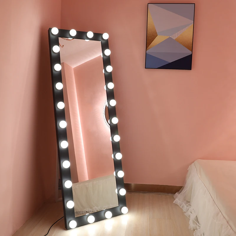 Customized Large Decorative Square LED Mirror Cosmetic Dressing Mirror with Light Bulbs Living Room and Hotel Bathroom etc