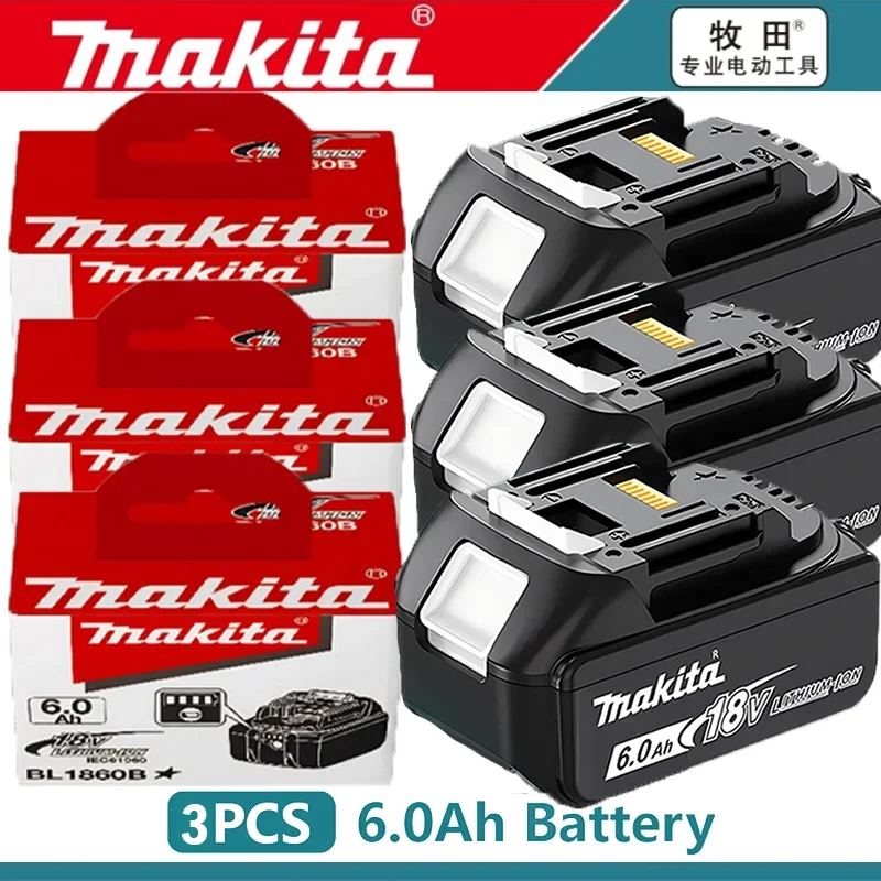 Batterie Makita 18V authentique 6ah, avec indicateur de batterie, batterie Makita rechargeable, batterie pour outils électriques BL1830 BL1840 BL1850