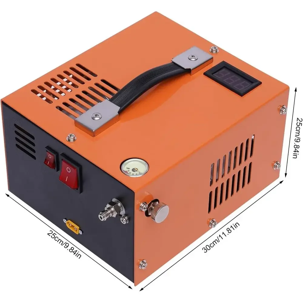 Portable 12V/110V DC Air Pump for PCP Airguns, 300Bar/4500Psi, Anhydrous, Auto Start, with Moisture and Oil Filter view 2