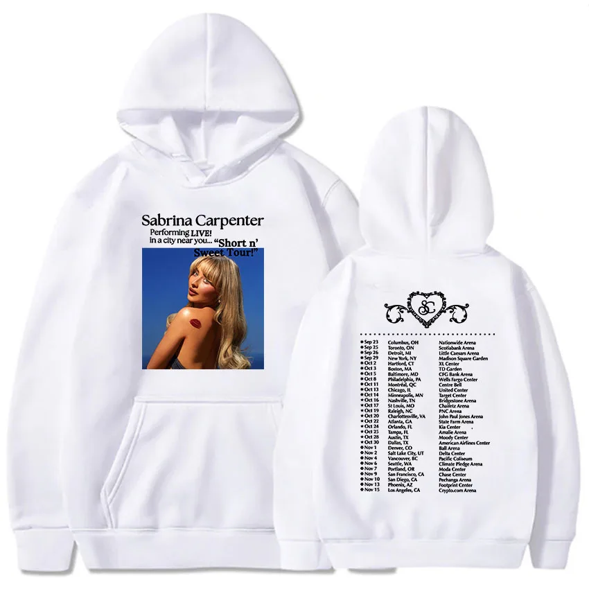 Short N\' Sweet Album 2024 Tour Hoodies Sabrina Carpenter Singer Graphic Sweatshirts Sudadera Mujer Winter Hooded Fleece Pullover