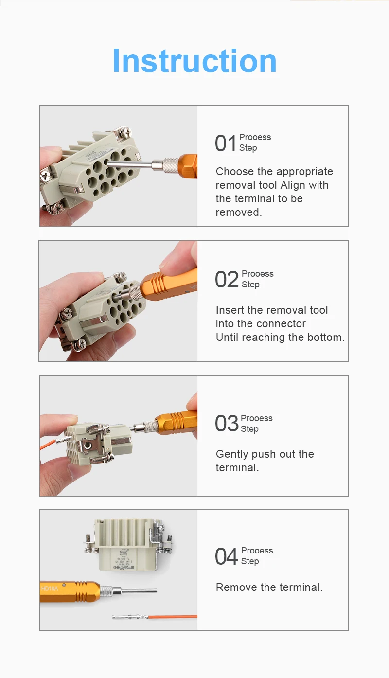 JRready DRK-HD10A(09990000012) HARTING Steckverbinder-Pin-Werkzeug-Set Kontaktentferner Werkzeug zum Ausziehen von Harting/TE Hochleistungs-HAN D 10A – Detail 6