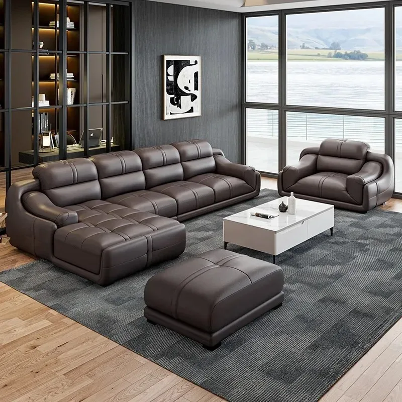 Reclining Design Large Sofas Brown Wood Armrest Designer Modern Nordic Sofas Full Set Luxury Couch Wohnzimmer Home Furniture