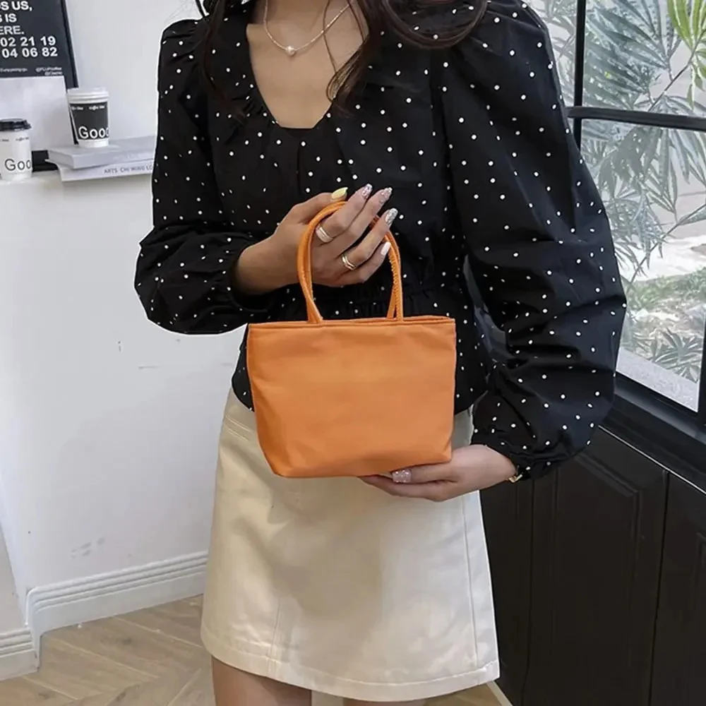 

Женская мини-сумка, подарочная нейлоновая сумка-тоут, сумки на одно плечо, водонепроницаемая однотонная ручная сумка для покупок, дорожная сумка