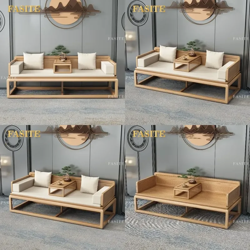 For Small Apartment New Chinese Style Push Pull Mortise Arhat Bed Ash Wood Simple Zen Sofa Furniture