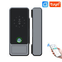 Tuya SmartLife APP Smart Fingerprint Card Password Lock With Key For Home Office Frameless Frame Glass Push Sliding Door