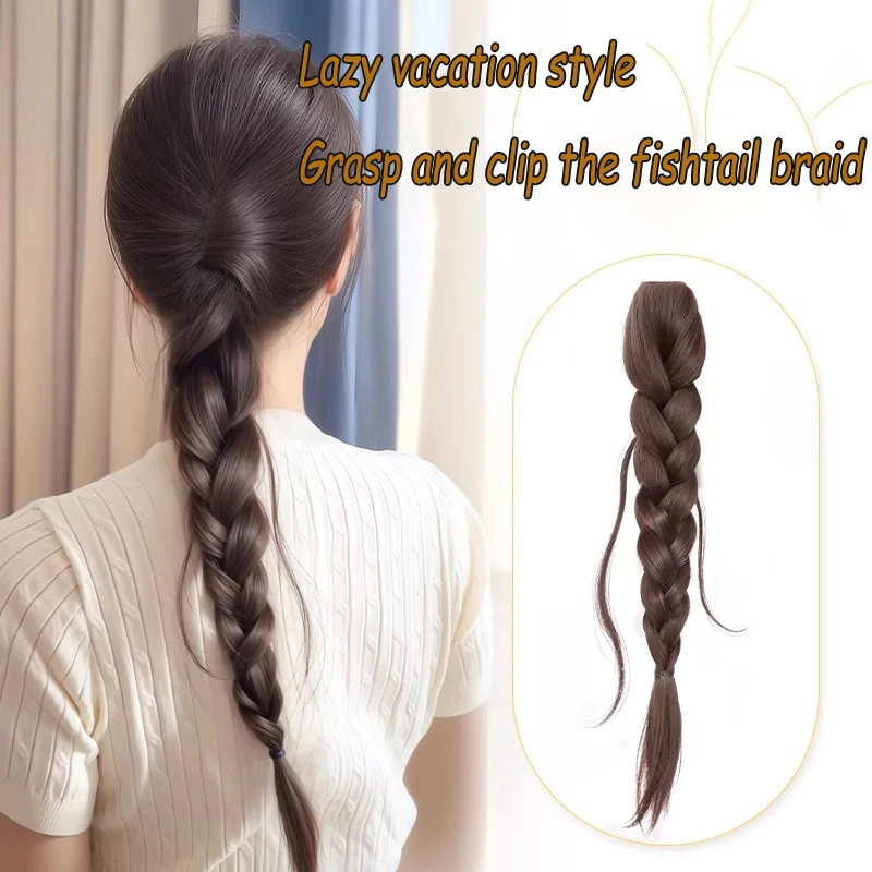 

False braids, children's drawstring ponytail, grab and twist, long braid, low tie wig, ponytail new style