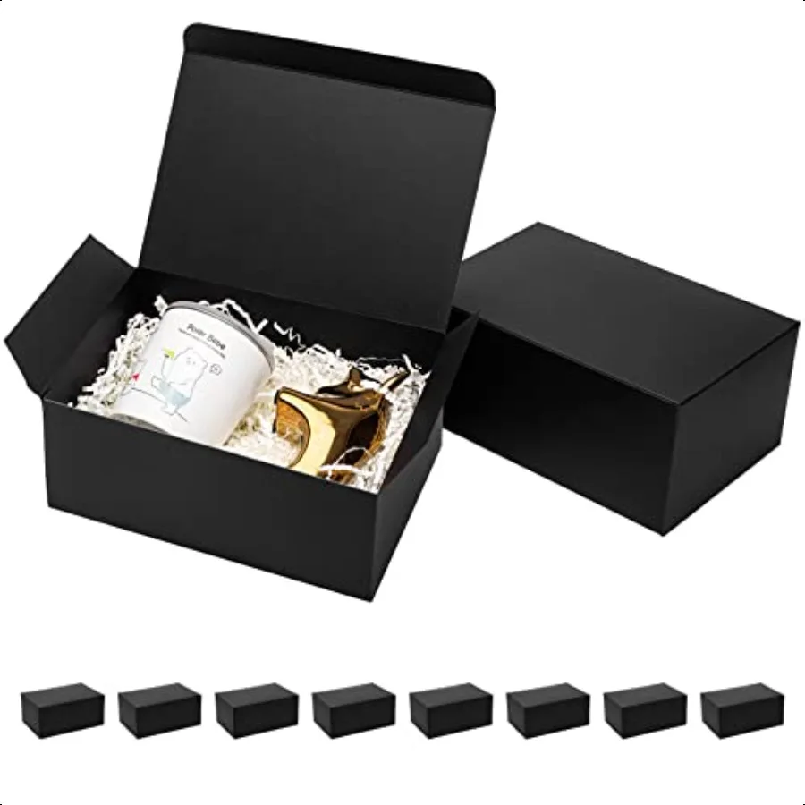 黒色ギフトボックス 9x6x4インチ 10個入り 段ボール製