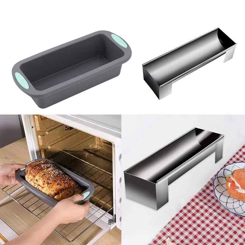 

Non-Stick Stainless Steel Bread Baking Mold French Baguette Loaf Pan for Cake Rolls Pastry and Bread Rectangular Baking Tool