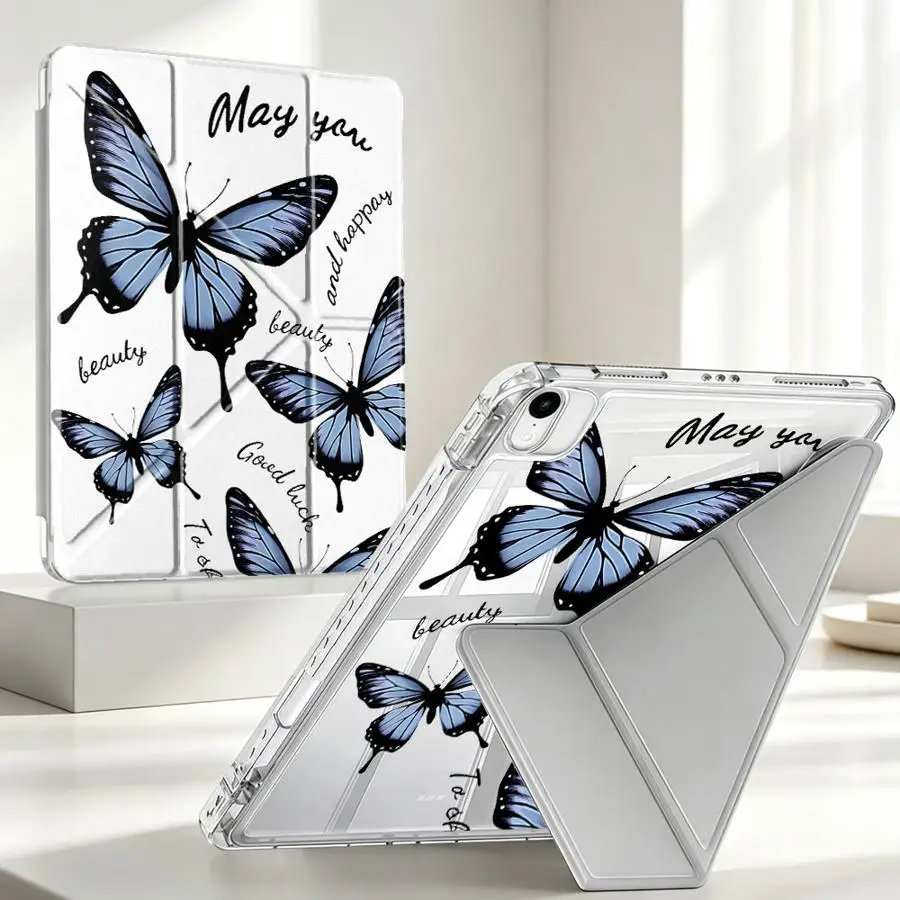 Thick Dense Butterfly Swarm With Pen Slot Cover Tablet Case For iPad 9th 12th 11th Pro 13 2025 2026 Air 8 M2 M3 3 Mini 7 6 5