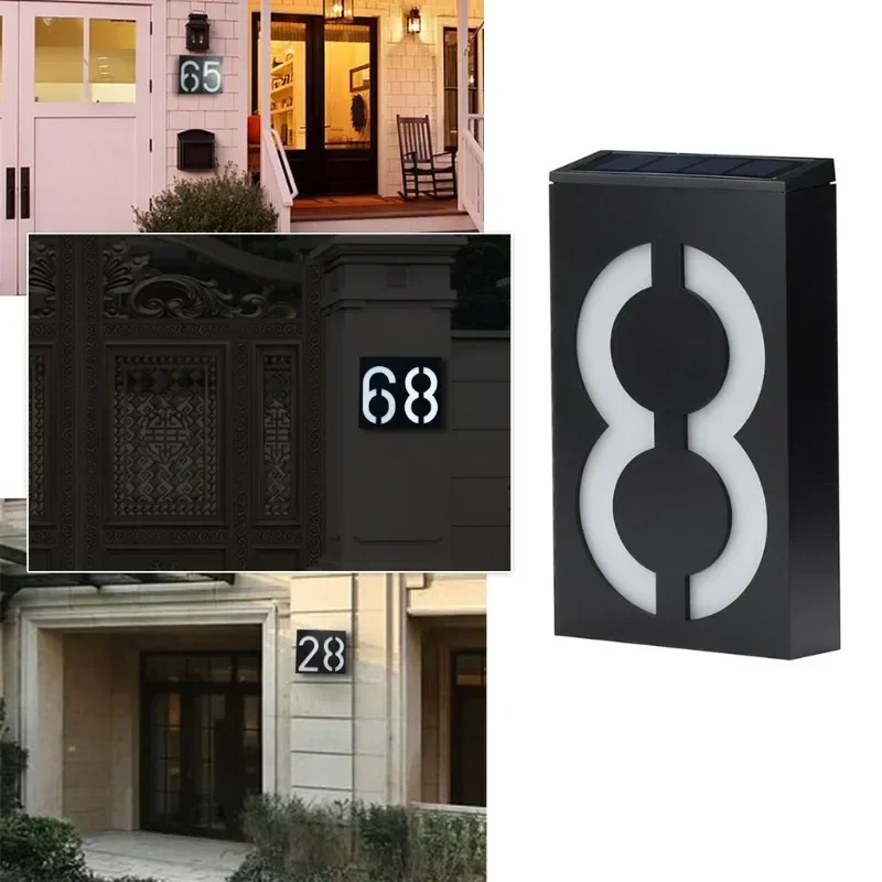 0 To 9 Outdoor Solar Wall Lamp Home Decoration Door Plates House Address Number Street Road Modern Nordic Alphabet Wall Sconce