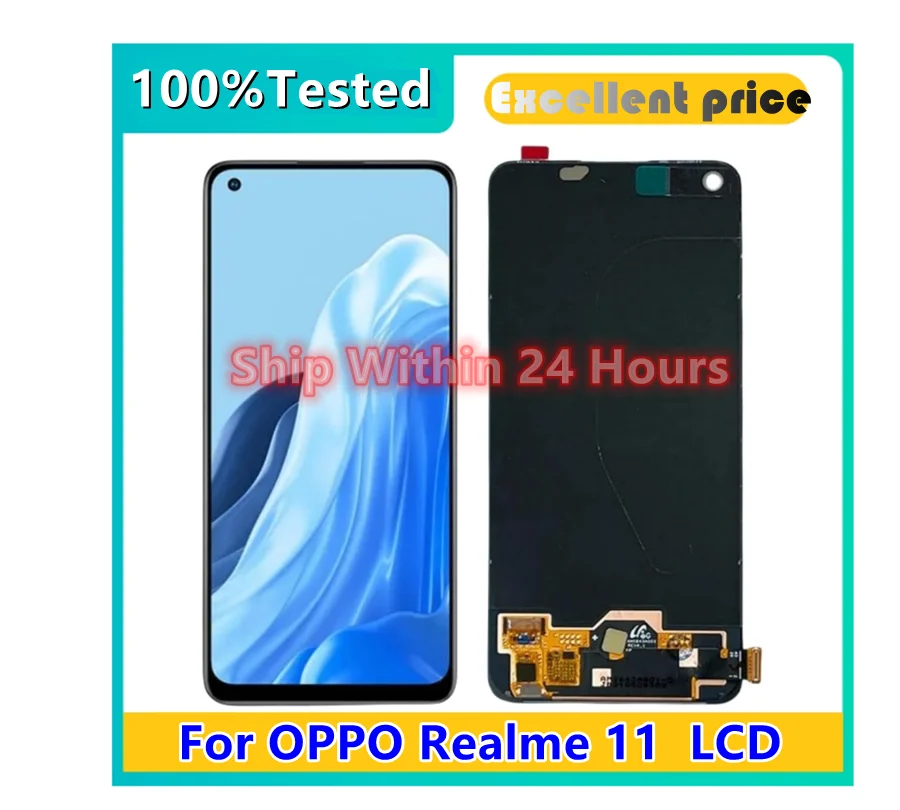 Tested AMOLED TFT 6.4'' For Realme 11 4G LCD Display Touch Screen With Frame Realme 11 4G RMX3636 Display LCD Parts