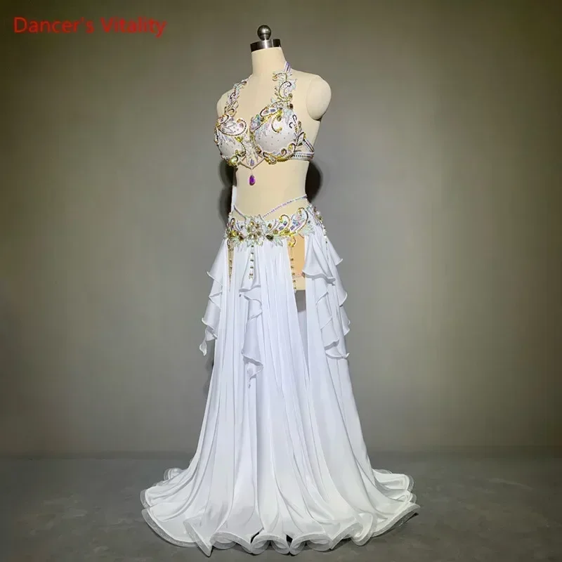 Belly Dance Suit Full Diamond Bra Split Skirt Performance Clothes Profession Custom Adult Child High-end Competition Clothing