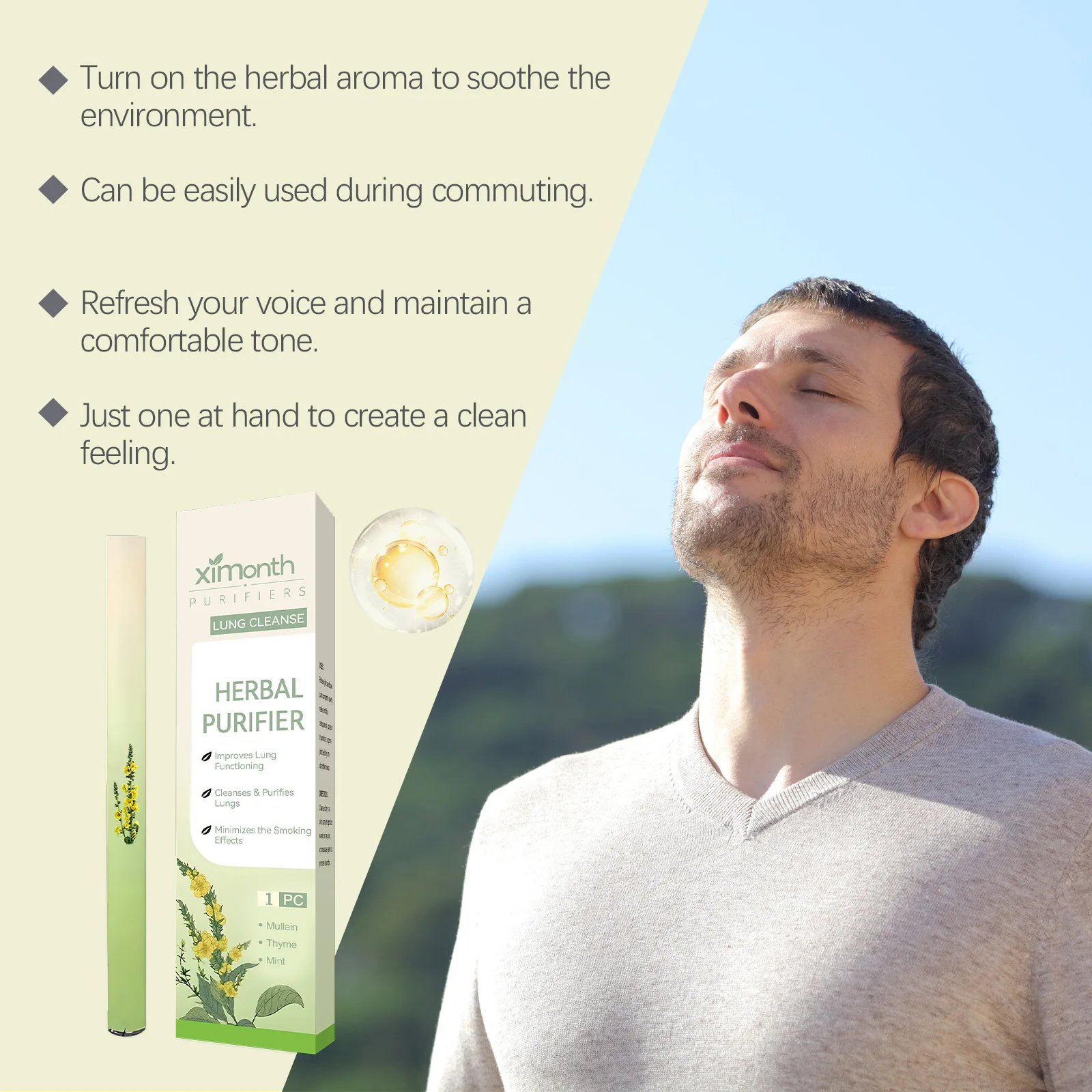 Natural Herbal Breathing Stick Fresh Breath Support Aromatherapy Inhaler Portable Wellness Care Daily Use Travel Work Home view 6