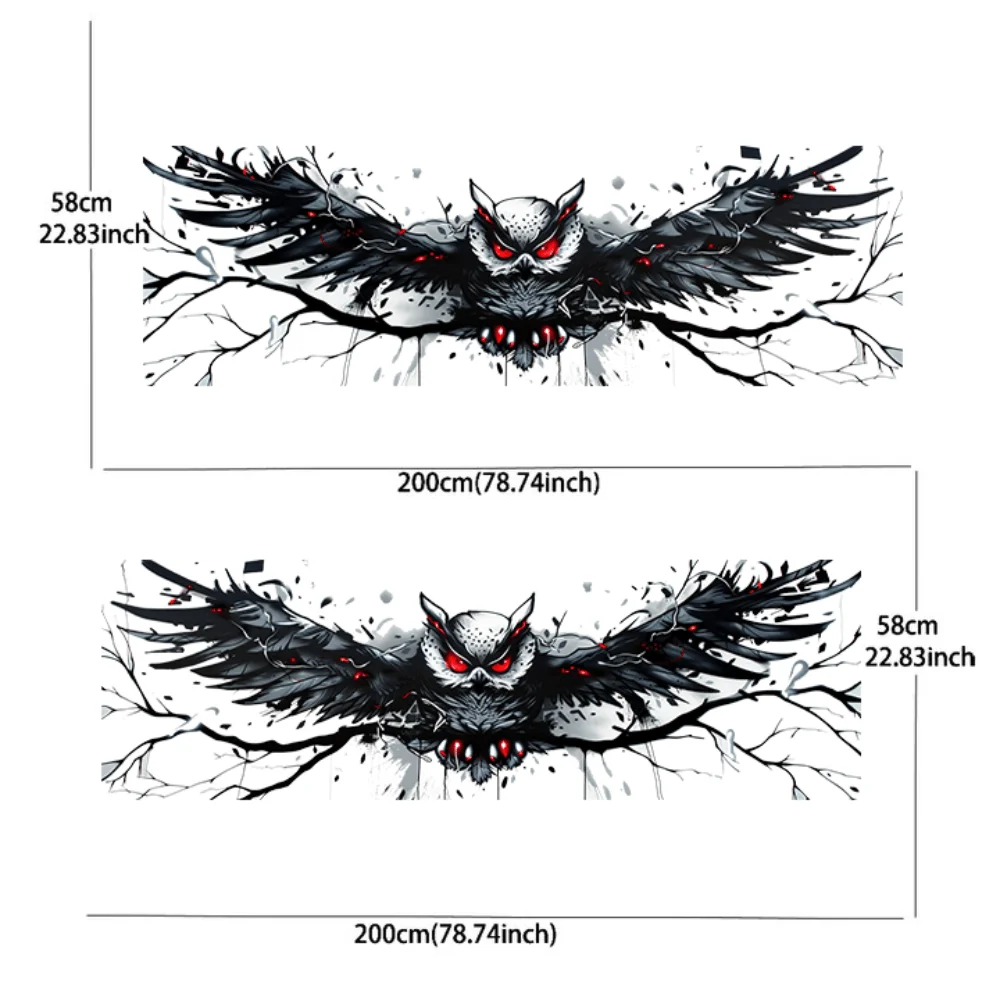 Sticker of a big owl with glowing eyes; full-body decal decoration covering scratches; waterproof car sticker. car vinyl wraps