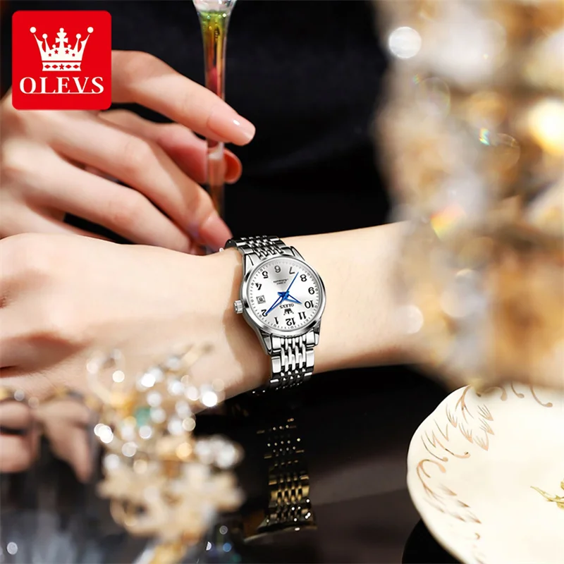 OLEVS Women Classic Automatic Mechanical Watch Female Elegant Clock Luxury Gift Watches Ladies Waterproof Wristwatch 2025