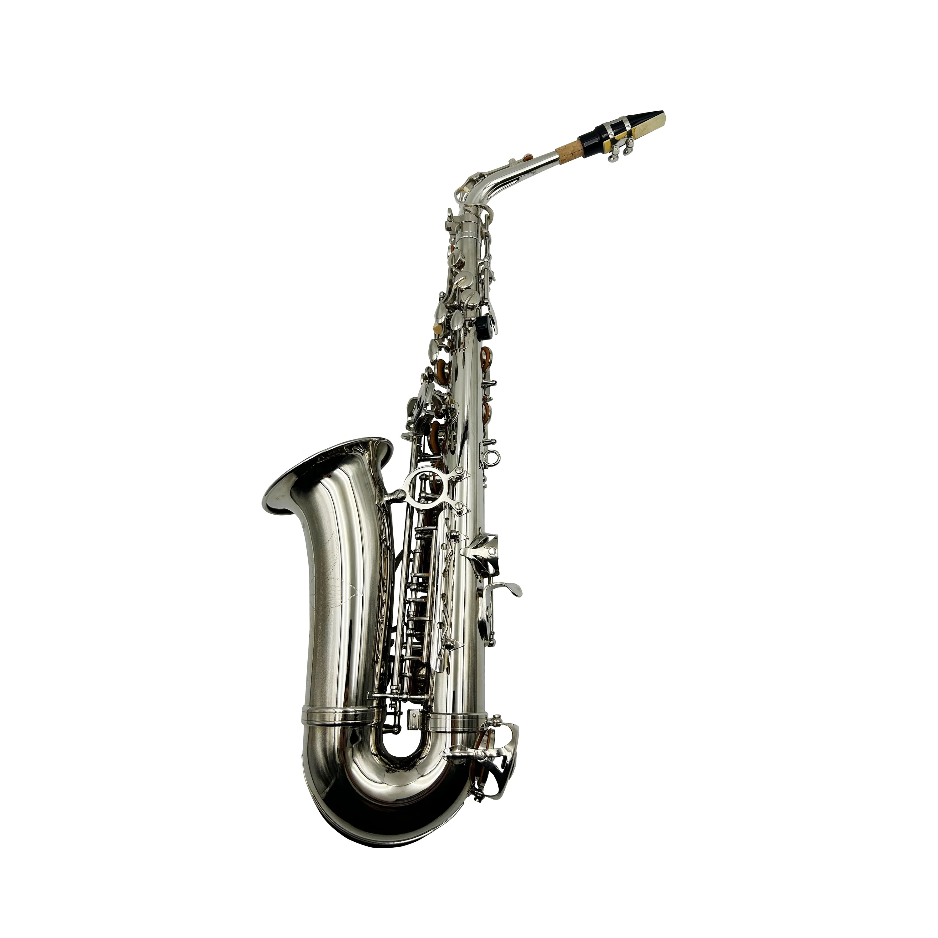 Nickel Plated Alto Saxophone JYAS102N Wind Instrument With EB Tone Adjustable & Foldable [Customization Required]