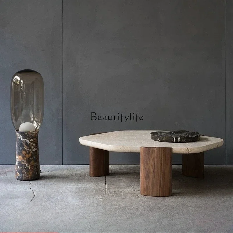 

pg45Wabi Sansan natural travertine coffee table retro home special-shaped marble