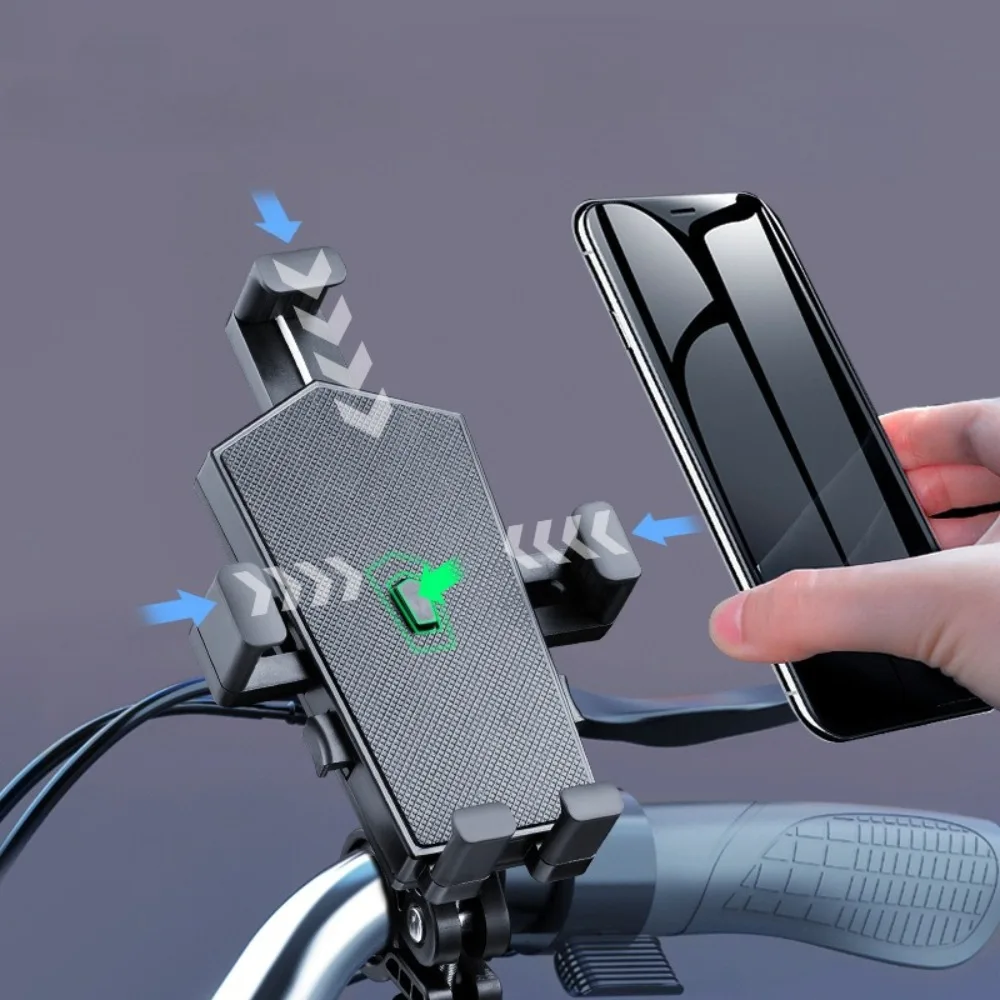 

Bicycle mobile phone holder 360 degree rotation one button lock bracket electric car riding umbrella mobile phone holder