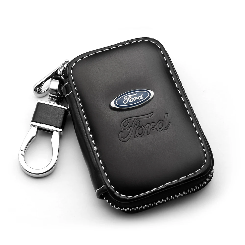PU Luxury Leather Car Logo Keychain Key Rings Key Holder Accessories For Ford Ranger Focus Kuga Mustang Mondeo Fusion Escort