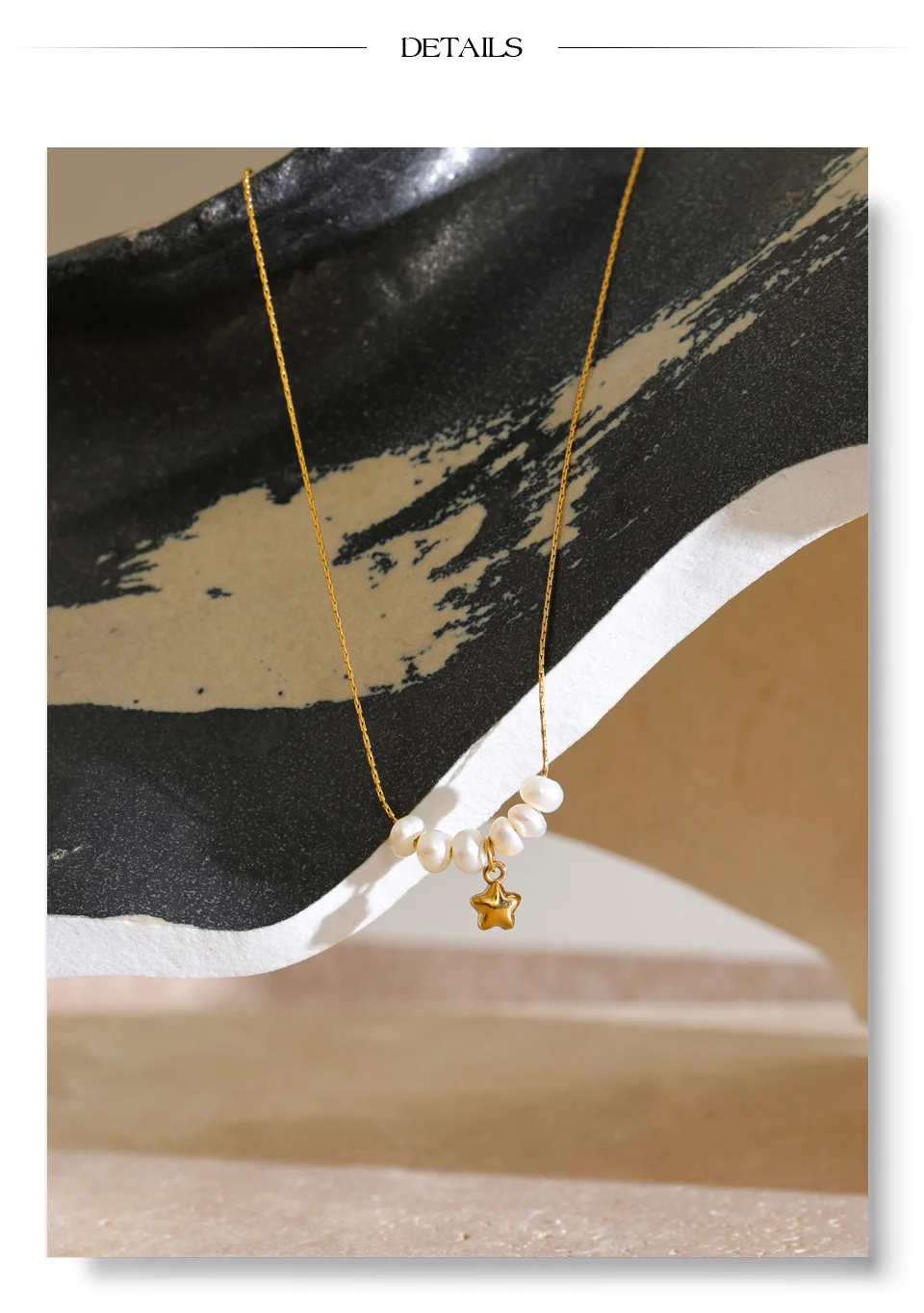 Yhpup Edelstahl-Halskette mit natürlichen Perlen und Sternanhänger, hochwertig, luxuriös, modisch, attraktiv, 2026, Schmuck, Geschenk – Detail 9