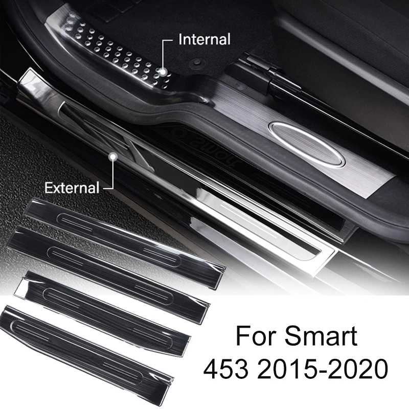 Car Door Sill Strip Anti-Dirty Sticker Cover Decoration Exterior Anti-Kick Pedal Decoration Accessories Parts For Smart 453 2019