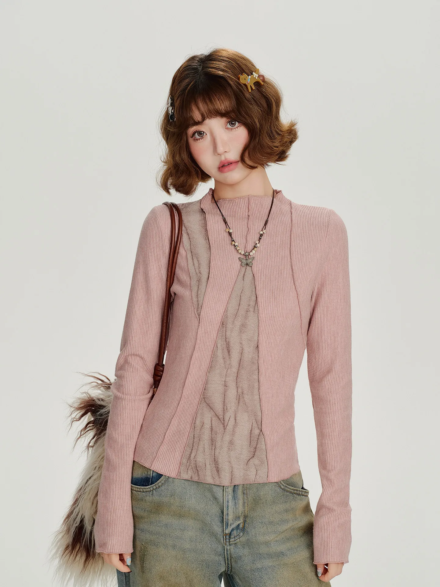 Women's Pink T-shirt Harajuku Korean Y2k Tee Top 2000s 90s Aesthetic Fashion Vintage Long Sleeves T-shirt Autumn 2026 Clothes