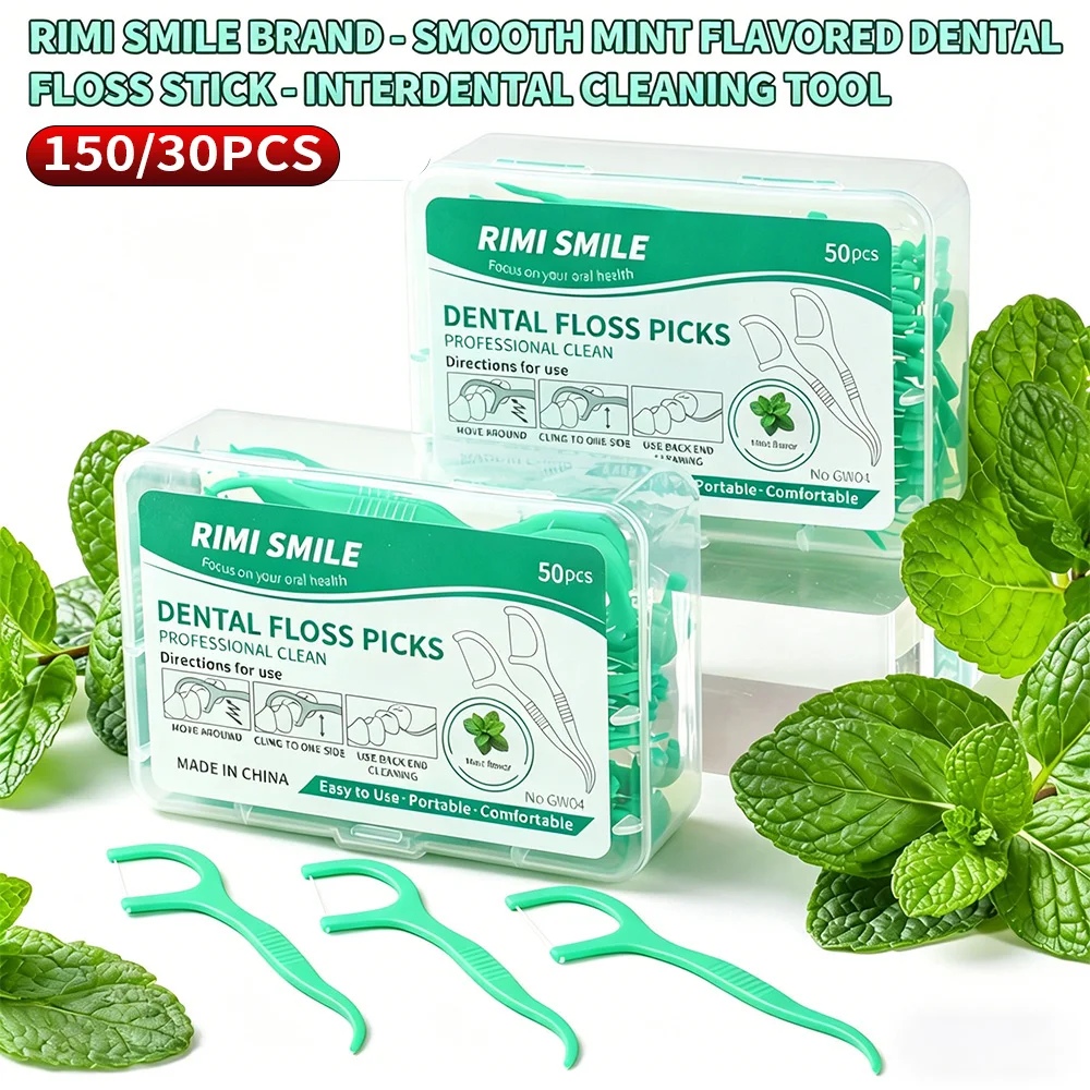RIMI SMILE Dental Floss Picks, Fresh Mint Flavor Ultra Smoot