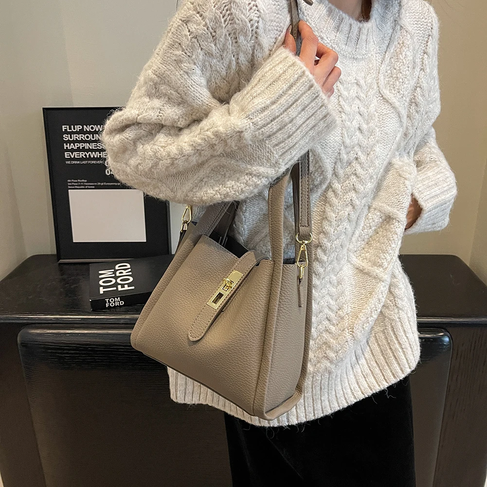 

Shoulder Bag for Women Magnetic Closure Basket Bag PU Leather with Inner Bag Satchel Bag Handbag for Work Travel