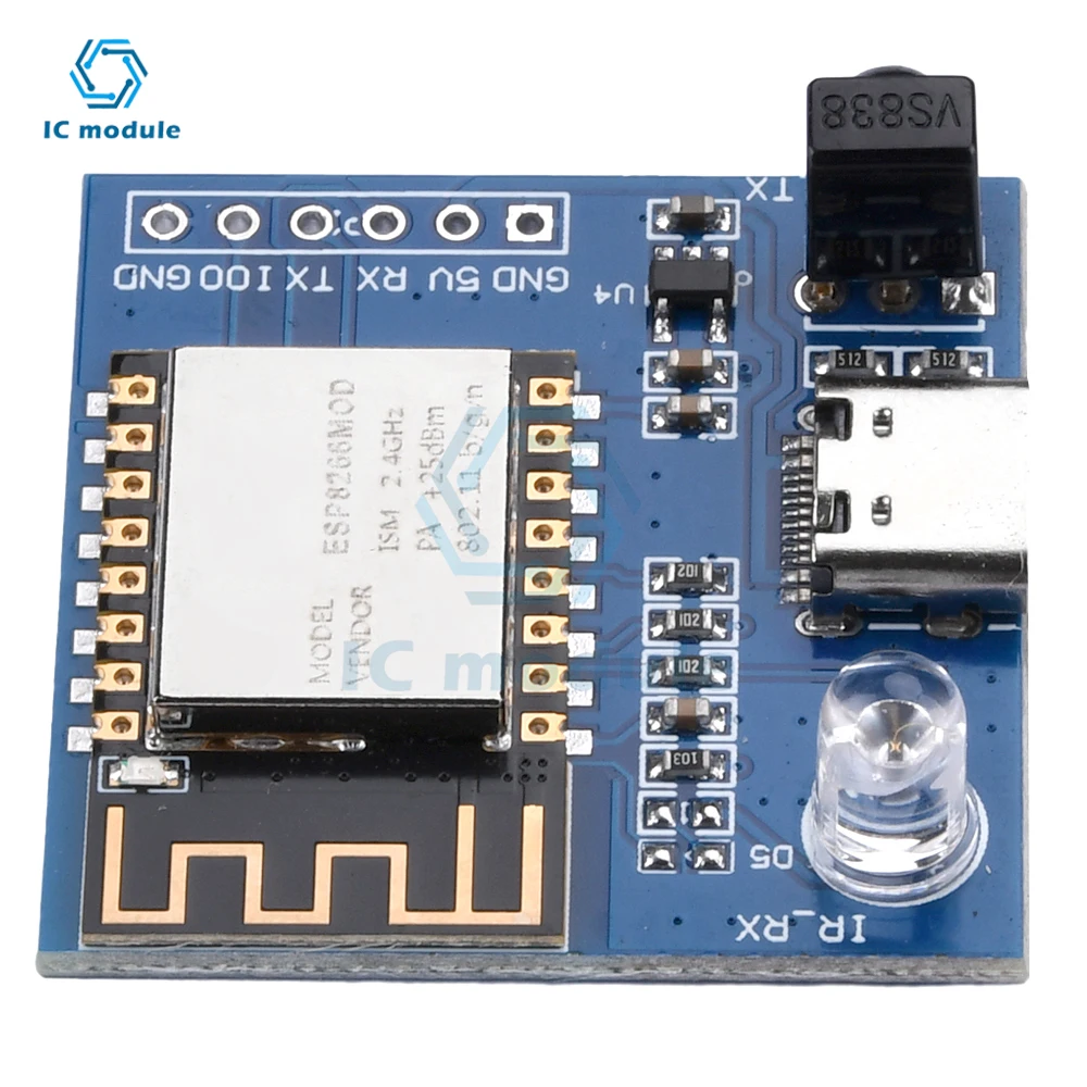 ESP8266 Infrared Emission And Reception NEC Command WIFI Transmission Module Development Board ESP-12F Module TYPE-C