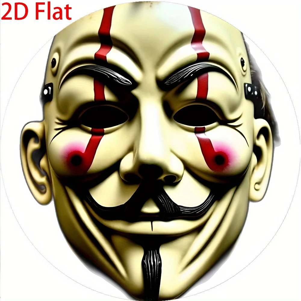 Round Metal Sign 8.0x8.0 Inch Retro Guy Fawkes Anonymous Mask Pattern, 2D Printed Iron Wall Decor for Kitchen Bar Cafe Garage Ho