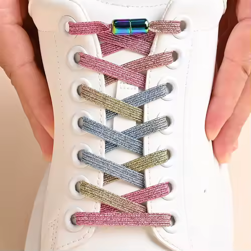 1Pair No Tie Shoe Laces Colorful Buckle Shoelaces Pearl Light Colorful Fashion Without Ties Elastic Laces Sneaker Kids Adult - Image 16