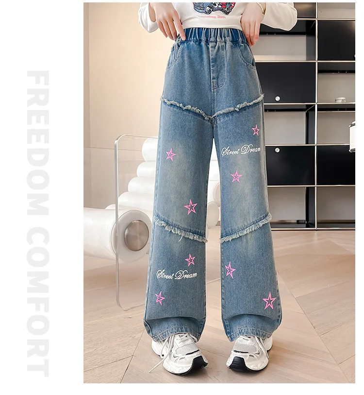 Süße Jeans für Mädchen, hochwertige gerade Slim-Jeans, Kinder Frühling Herbst Kinder-Denim-Hosen, lässiger Stil, Freizeithosen, Kleidung – Detail 5