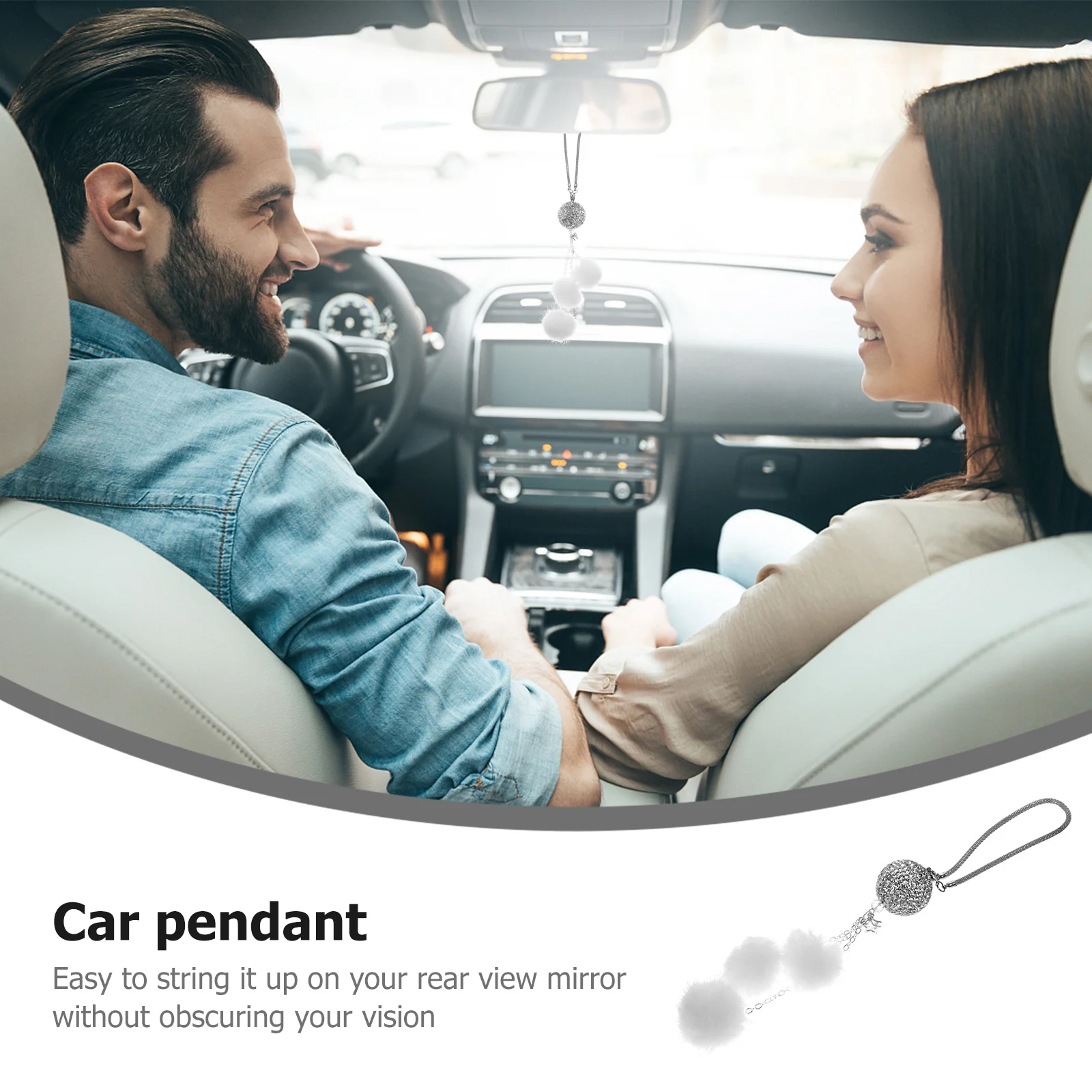 

1Pcs Rearview Hanging Pendant Rhinestone Ball Car Interior Ornament Decorative Hanging Car Accessory Rearview Adornment