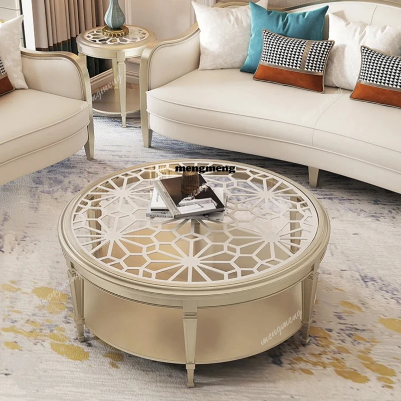 

H Round Nordic Coffee Table Luxury Decoration Transparent Aesthetic Side Table Glass Center Mesa Auxiliar Entrance Hall Furnitu