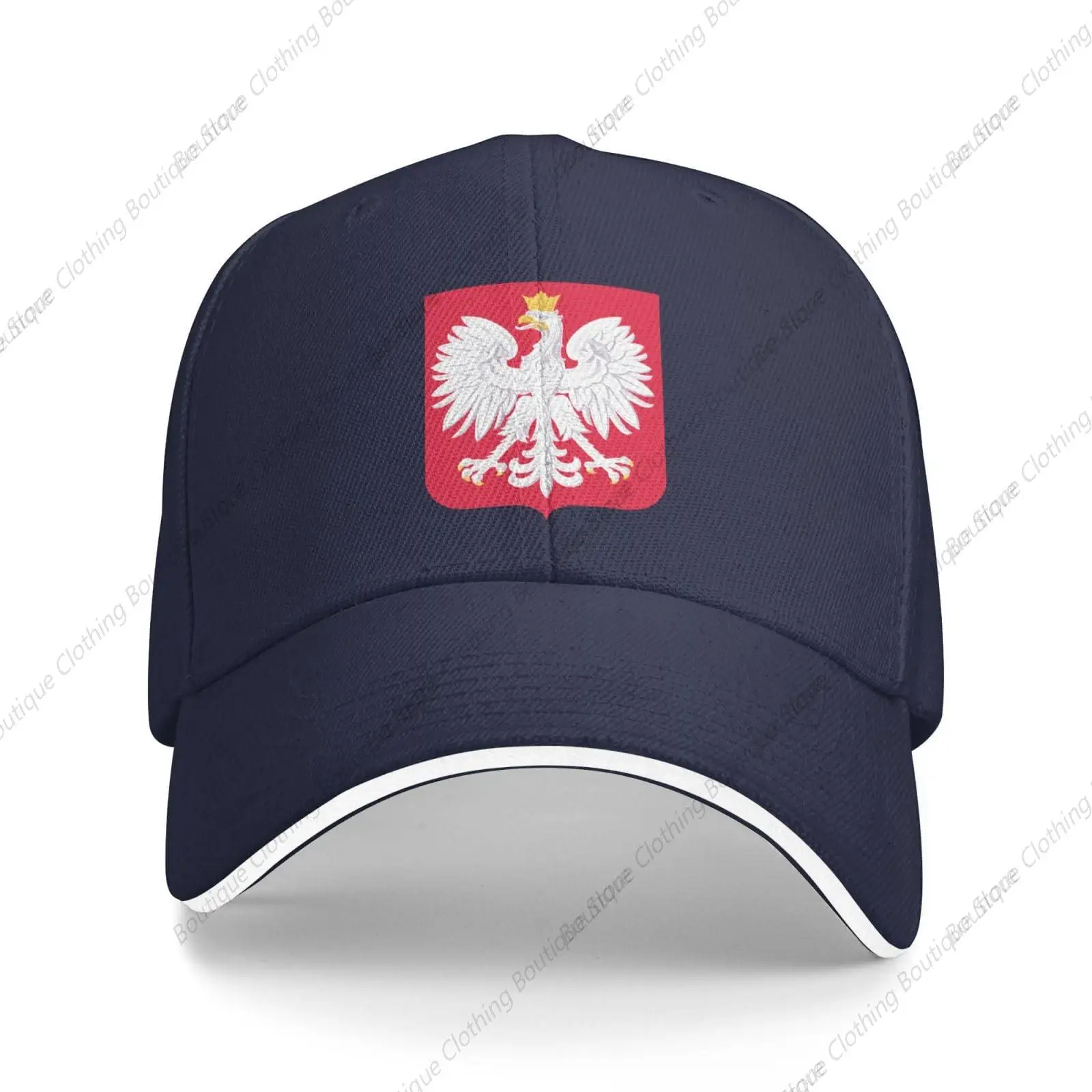 

Poland National Emblem Hat Support Poland Coat of Arms Baseball Cap Polish Hat for Women Men Adjustable Hat Navy Blue