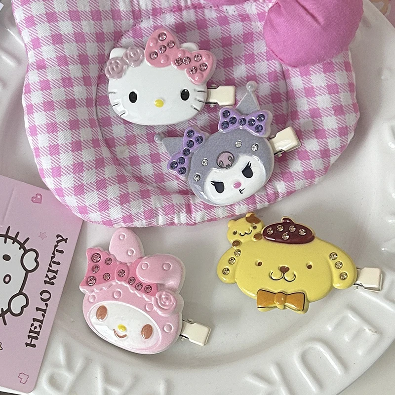 Sanrio Kuromi Melody Purin Hello Kitty Spinka do włosów dla kobiet Dziewczyny Słodka wszechstronna grzywka Spinka do włosów Kreskówka Śliczne akcesoria do włosów