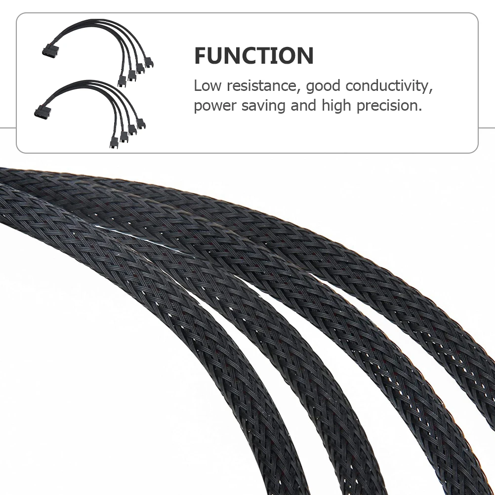 2Pcs Fan Splitter Cable Heavy Duty Fan Adapter Extension for Motherboard CPU Cooler Support 3Pin Sleeved Power