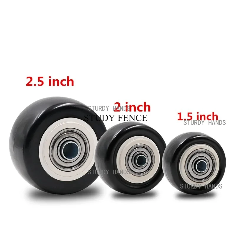 4pcs 1.5/2/2.5inch Polyurethane Wheel Single Wheel Black Swivel Castor Wheels Trolley Furniture Caster Rubber Replace Rollers