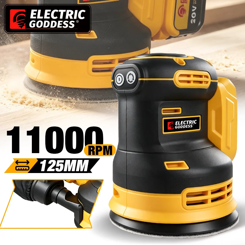 Electric Goddess Brushless Sander Disc 11000rpm Cordless 3 Gear Woodworking Sanding Putty Polishing ﻿For Dewalt 20V Battery Pin