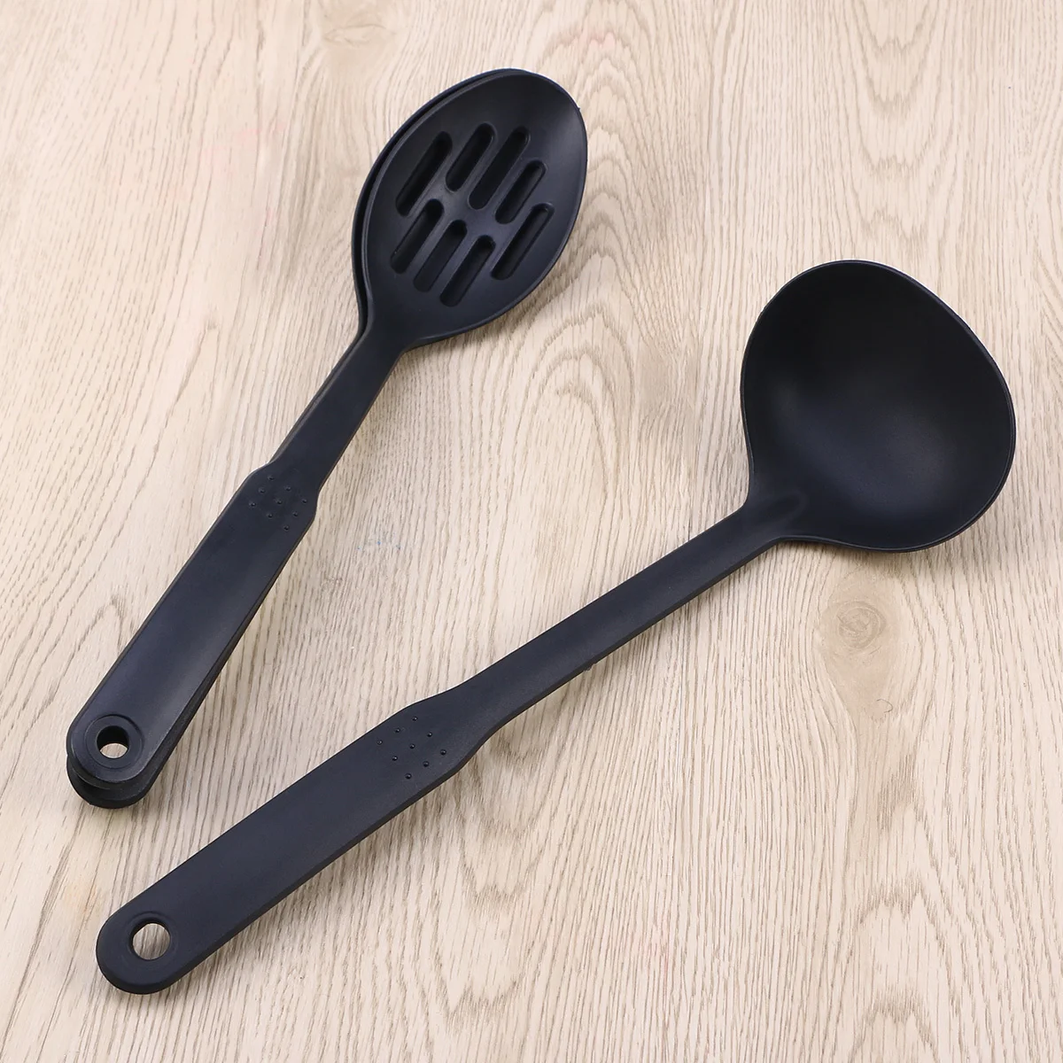 

6 pcs Nylon Kitchen Utensil Set Black Non-Stick Odorless Lightweight Heavy Duty Easy Clean Seamless Sturdy Handle