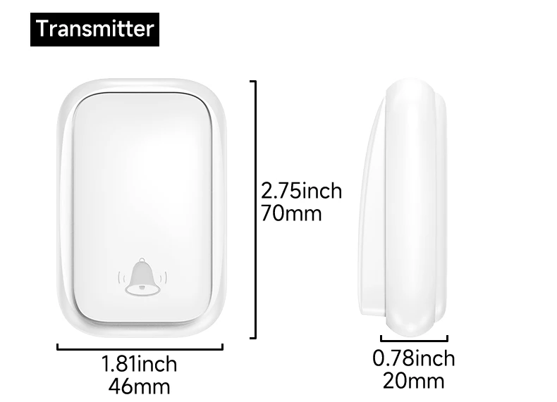 Keine Batterie, wasserdichte Türklingel, RF433, Heimrufgerät, ferngesteuerte, selbsterzeugende kinetische drahtlose Türklingel mit hohem Volumen – Detail 10