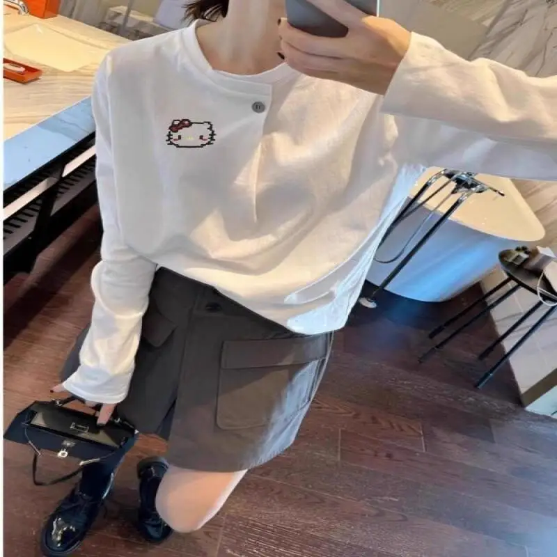 Sanrio dessin animé pull Hello Kitty longue Style doux pull Style coréen fille impression lâche printemps et automne Style pull