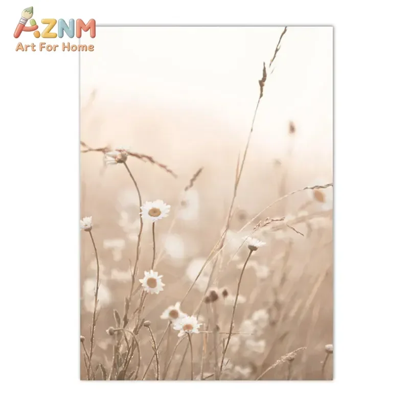 Beige Landscape Canvas Painting Beach Wall Poster Bike Art Prints Flower Wall Pictures Grass Print Nordic Posters Bedroom Dec