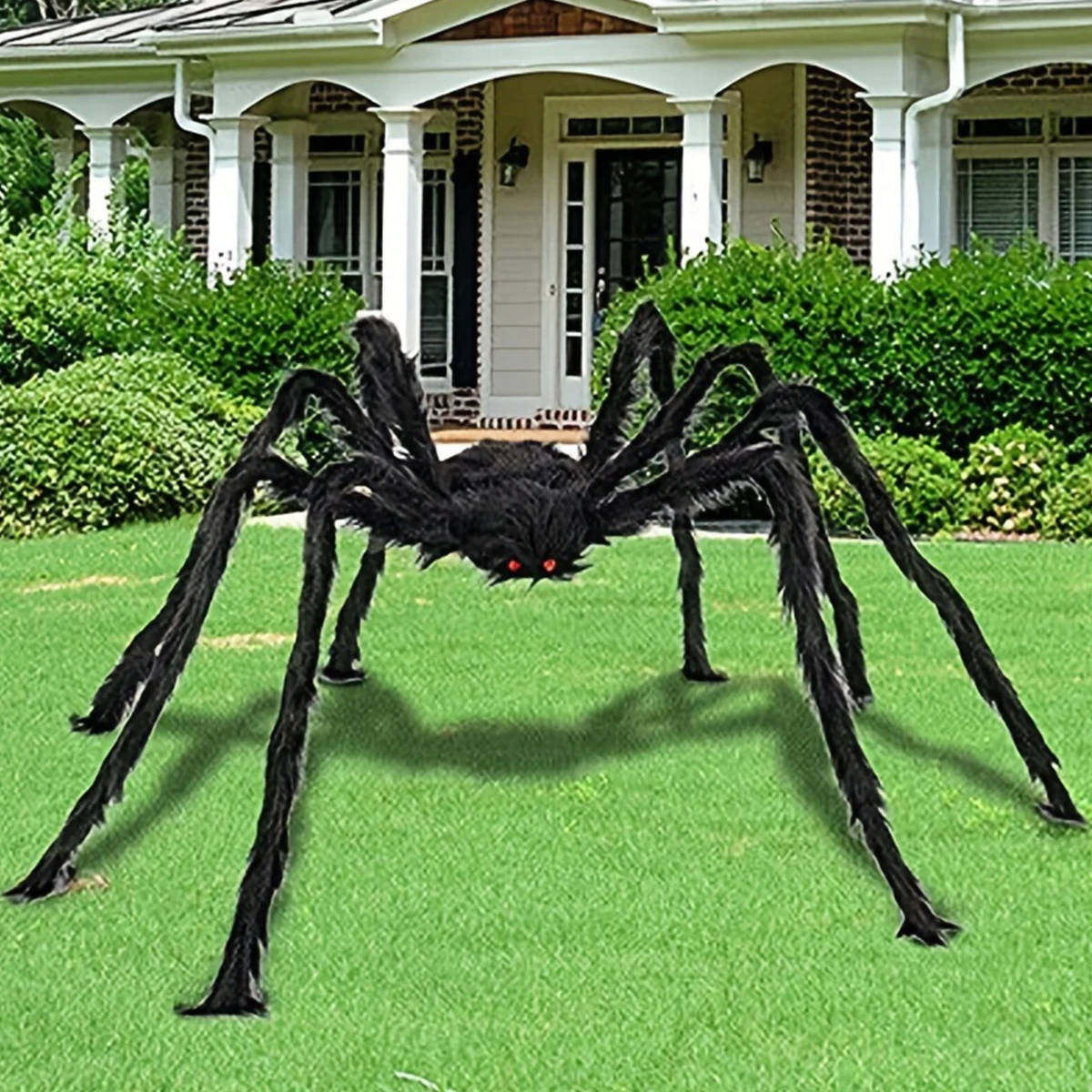 Araña negra gigante de 75/125cm, decoración de fiesta de Halloween para el hogar, adorno de Casa Encantada al aire libre, truco o trato, araña negra grande