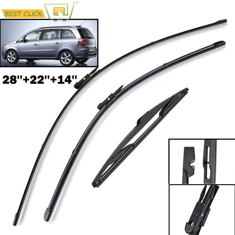 Misima Windshield Windscreen Wiper Blades Set For Vauxhall Opel Zafira B 2005-2011 Front Rear Window 2010 2009 2008 2007 2006