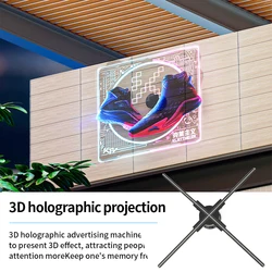 Ventilador holográfico 3D de 52cm con Wifi, proyector holográfico con control remoto, iconos personalizados, luces LED de neón con logotipo de Video DIY, pantalla giratoria AD 3D