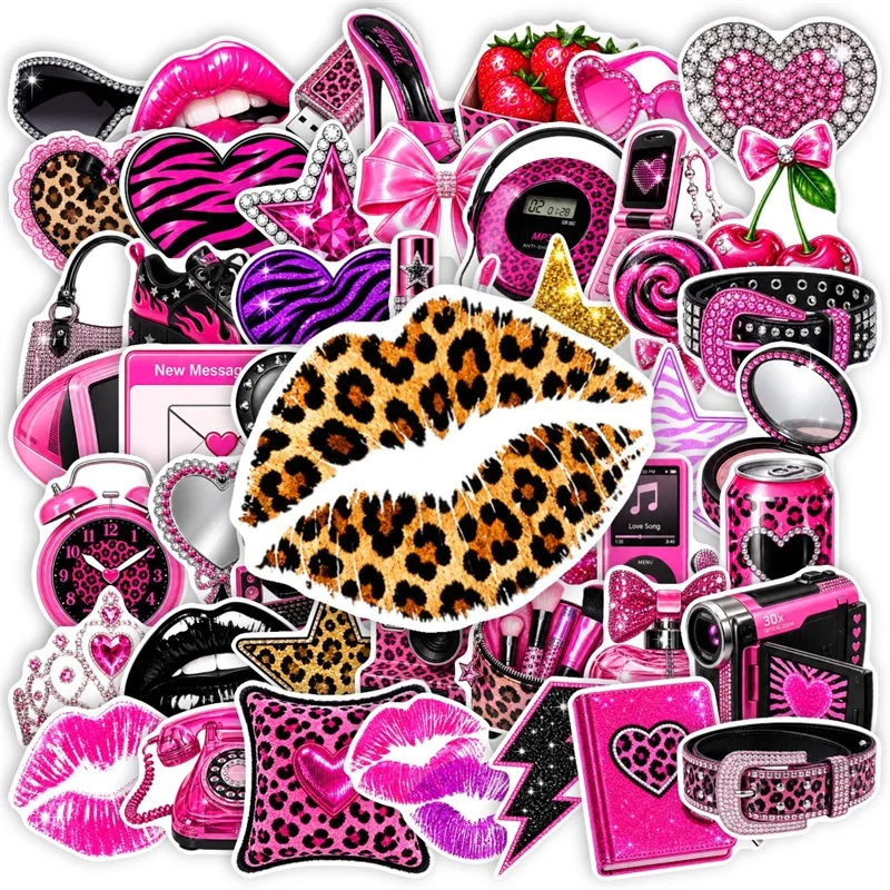 10/30/50PCS Cute Y2K Rose Red Sticky Sticker Aesthetic DIY Hand Accounting Phone Decoration Scrapbooking Stationery Supplies